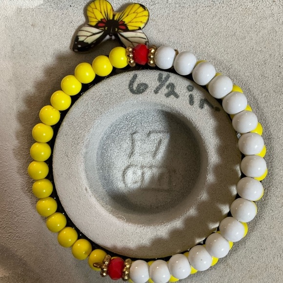 Hand Crafted Wrap Bracelet with Butterfly Charm Yellow Black Red White Bead - Picture 7 of 7
